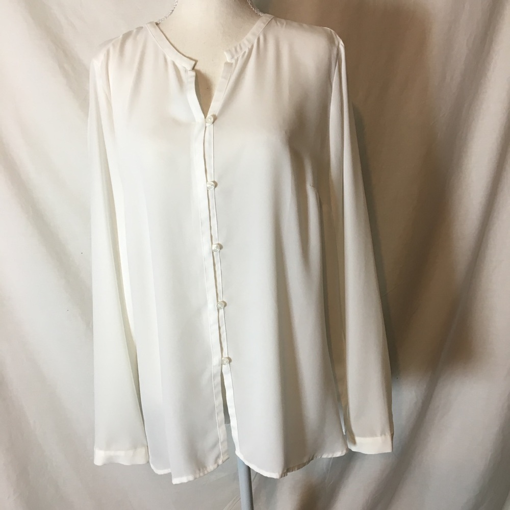 Lands’ End white long sleeve blouse SZ 16
